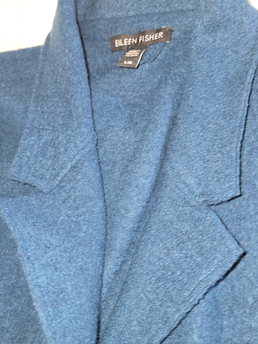 Eileen Fisher Boiled Wool Notch Collar Jacket Blazer Teal Blue Women